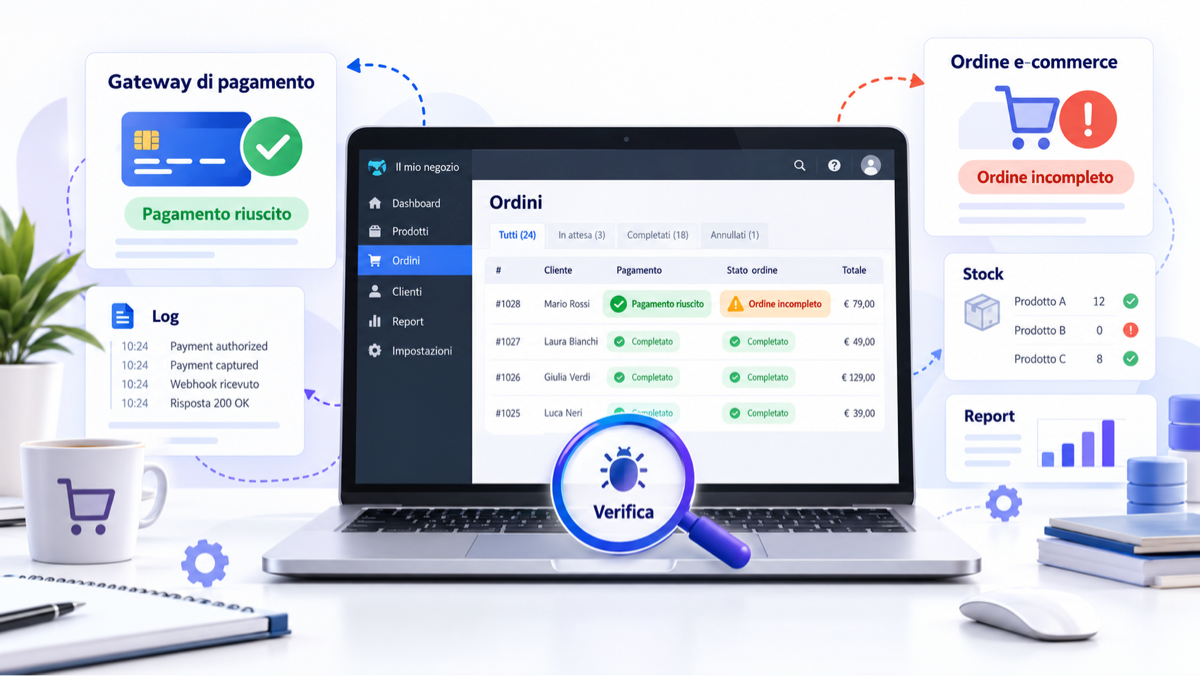 Diagnosticare pagamenti riusciti sul gateway ma ordini incompleti in WooCommerce