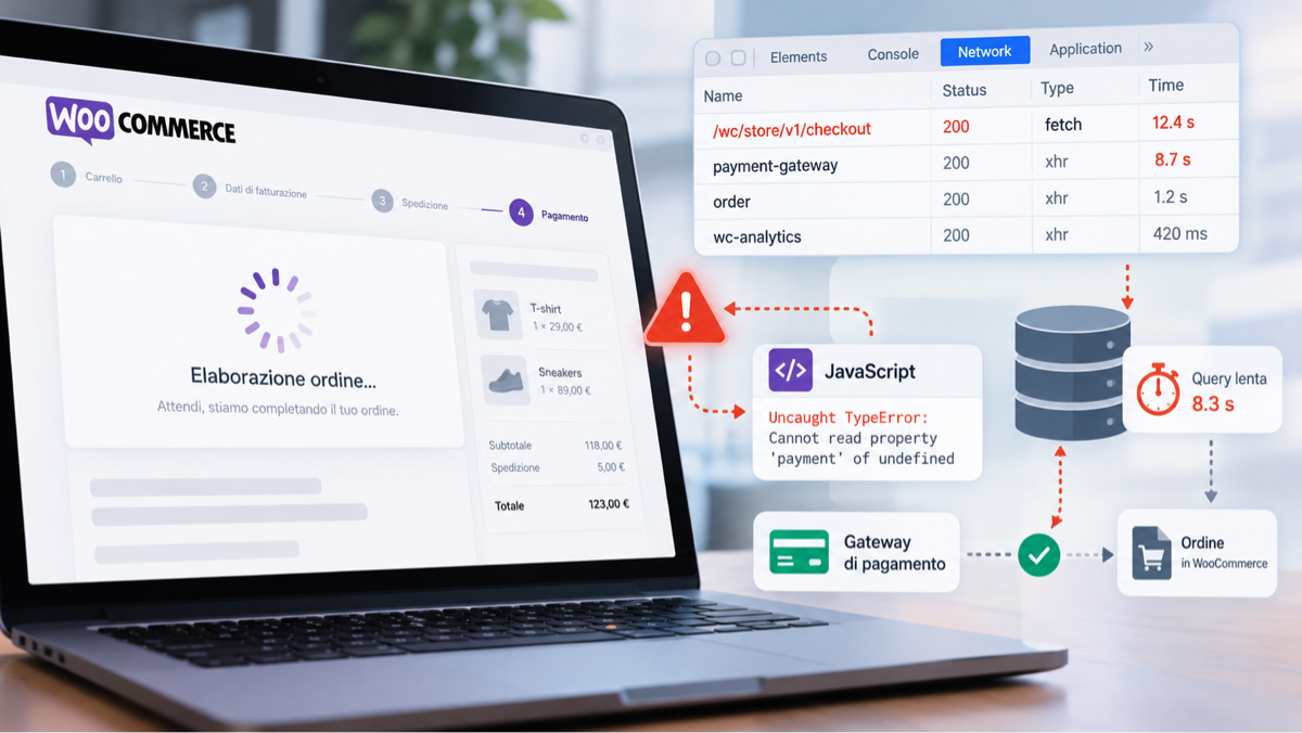 Checkout WooCommerce lento o bloccato: diagnosi e soluzioni